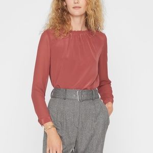 Silk Ruched Neck Top - New With Tags - NEVER WORN - Berry Pink